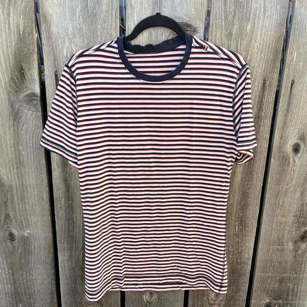 Women's Lululemon T-Shirt Multicolor Striped NO SIZE Casual City Stretch Active